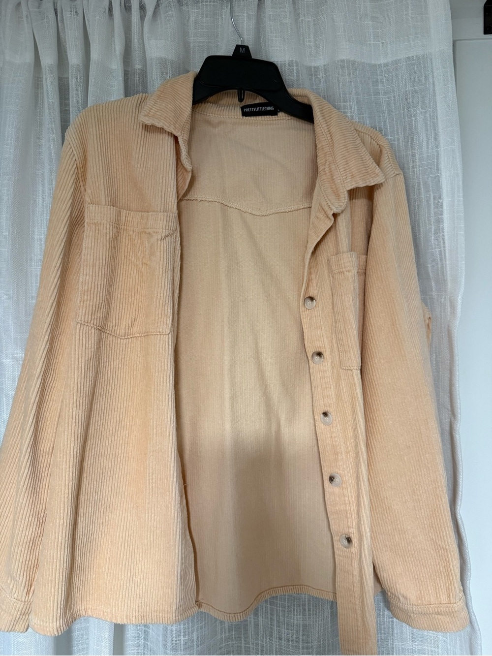 PrettyLittleThing Blush Peach Corduroy Shacket
